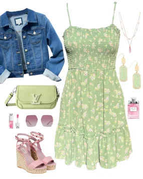 Keep It Easy Floral Print Dress - Sage