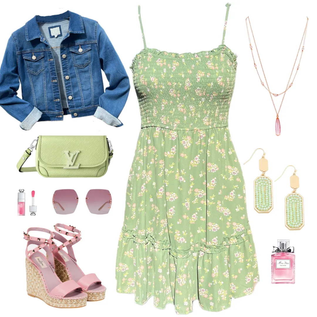 Keep It Easy Floral Print Dress - Sage