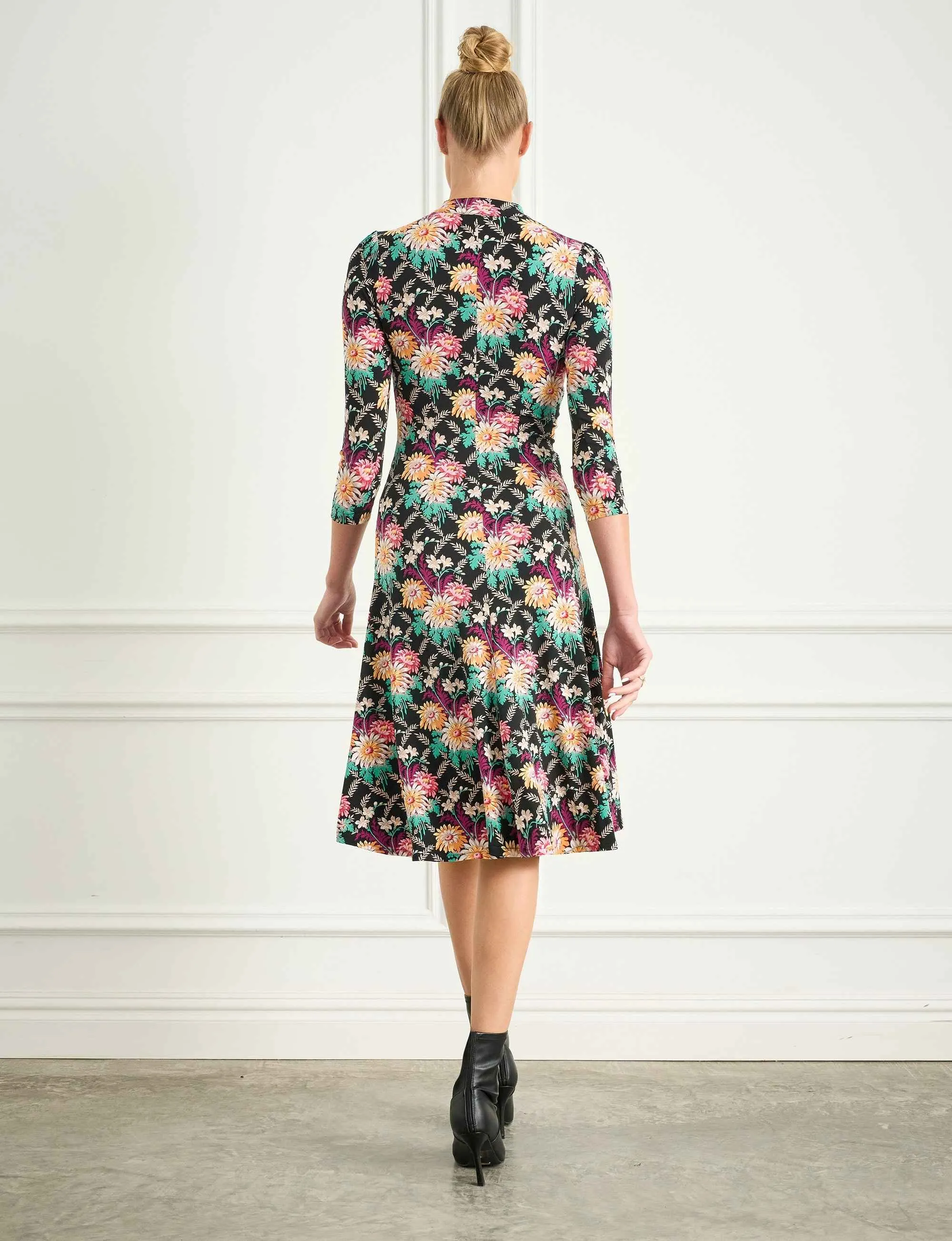 Lana 'Darling Dahlias' Sweetheart Dress with Necktie FINAL SALE