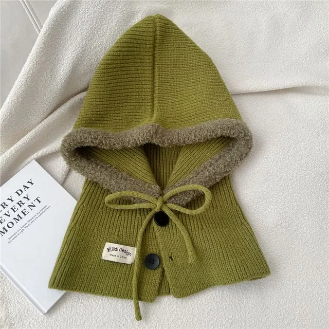 Lettering Applique Knit Balaclava