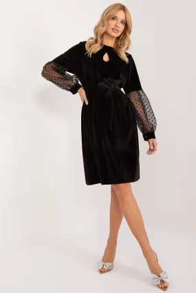Long sleeves knee length evening dress