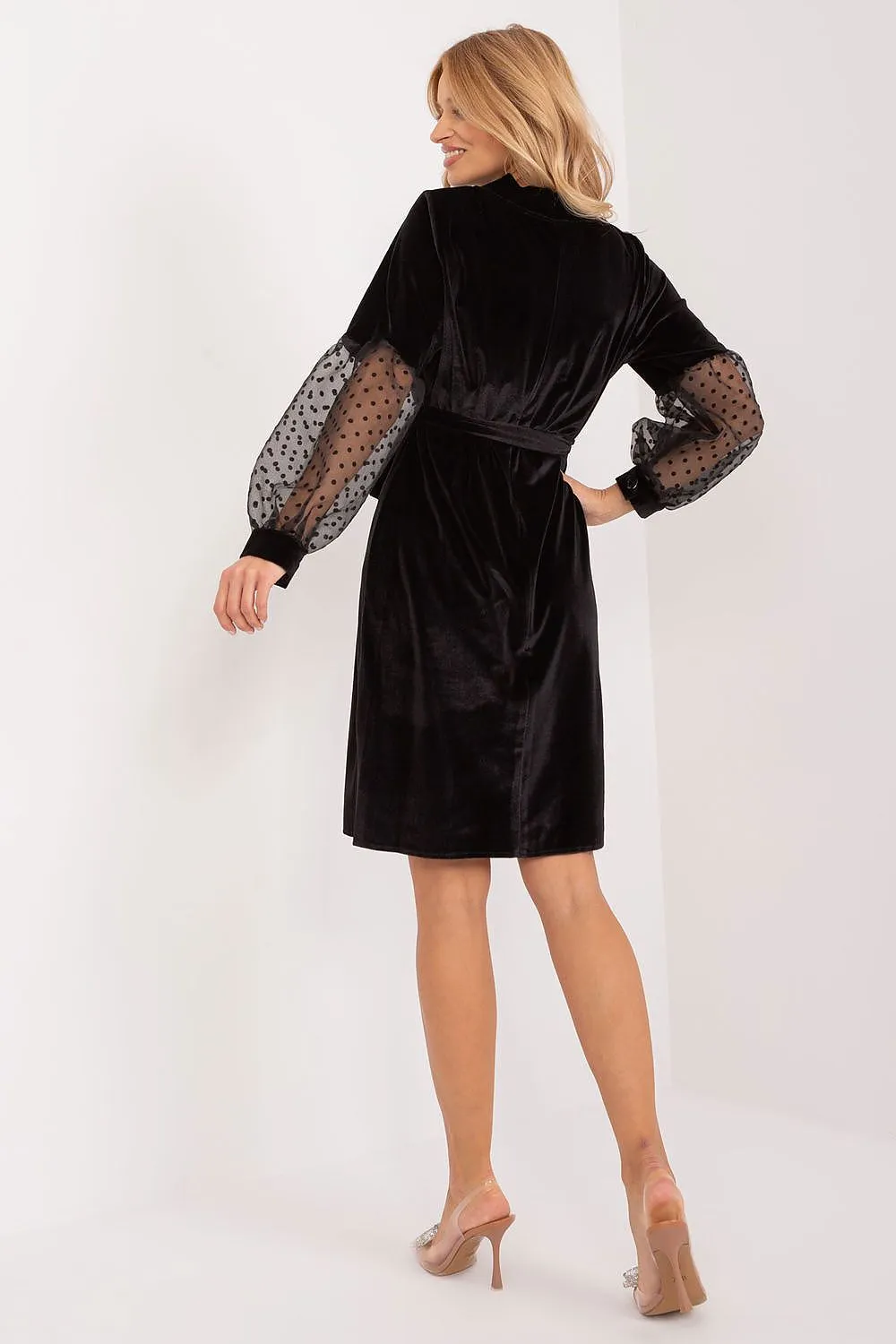 Long sleeves knee length evening dress