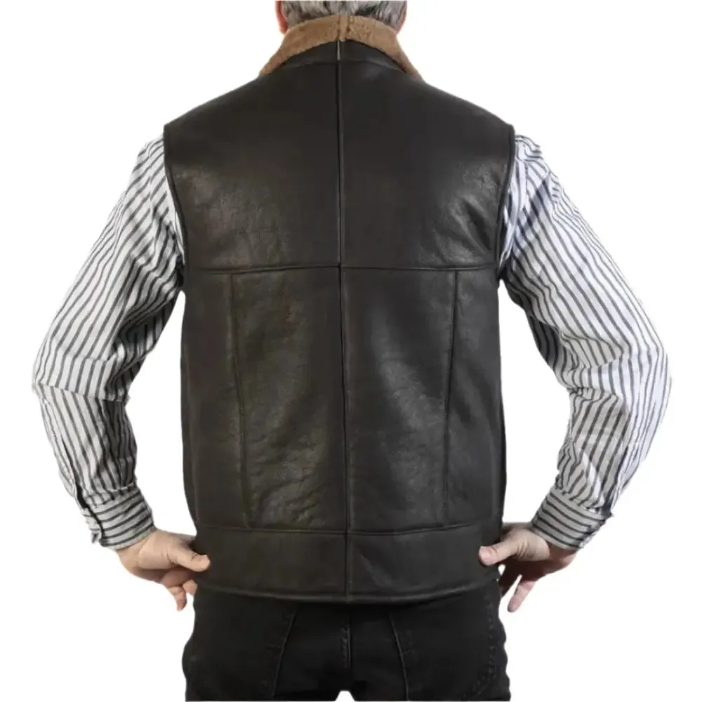 Men's Caramel Nappa Lamb Leather Sheepskin Gilet - Soft & Stylish