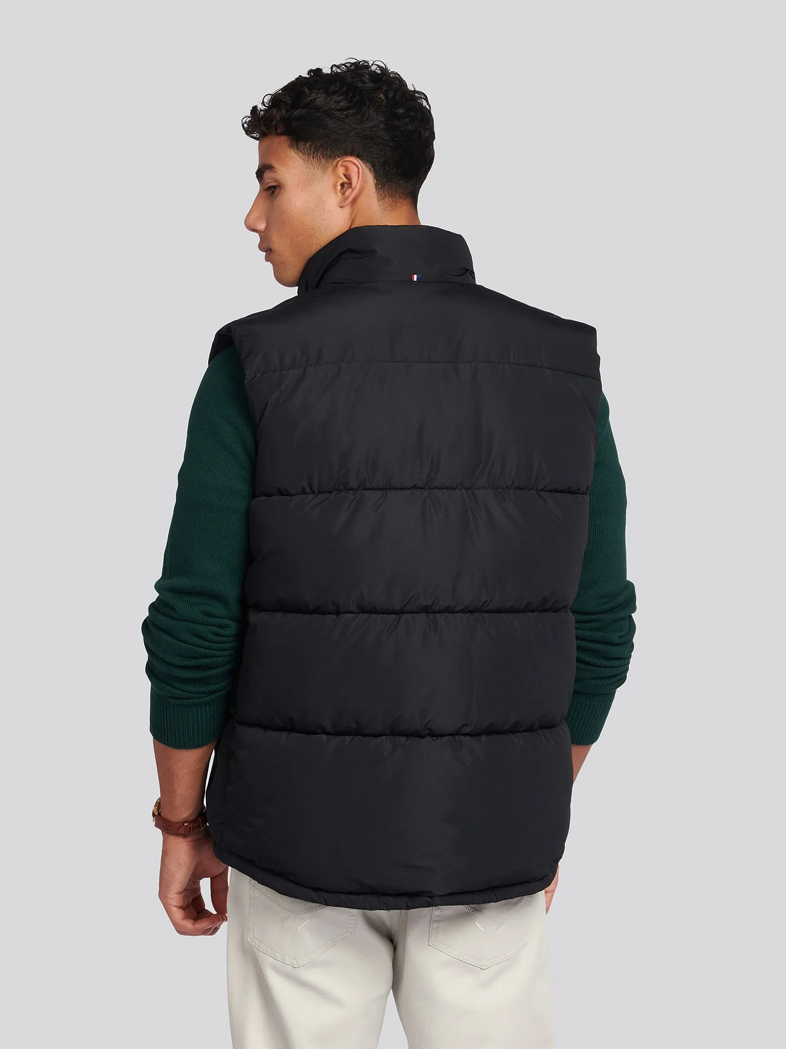 Mens Thick Quilted Gilet in Black