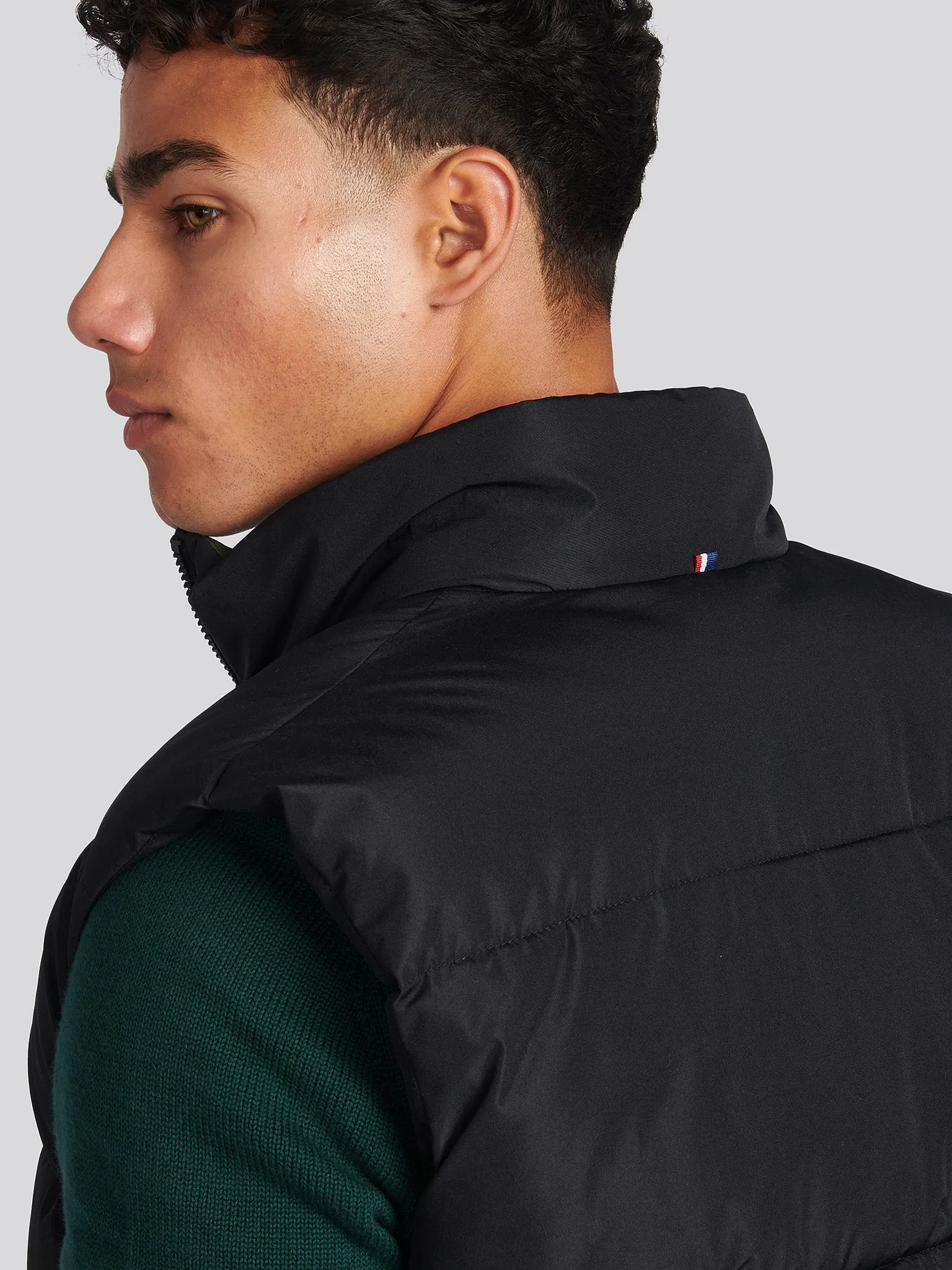Mens Thick Quilted Gilet in Black