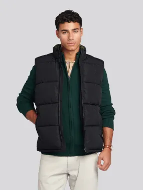 Mens Thick Quilted Gilet in Black