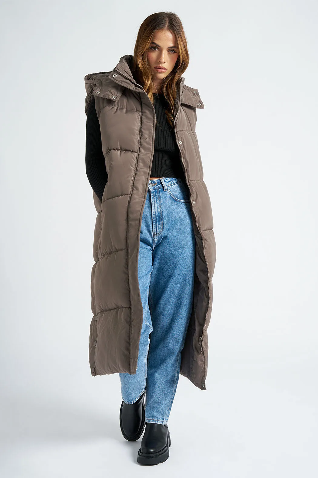 Mink Longline Puffer Gilet