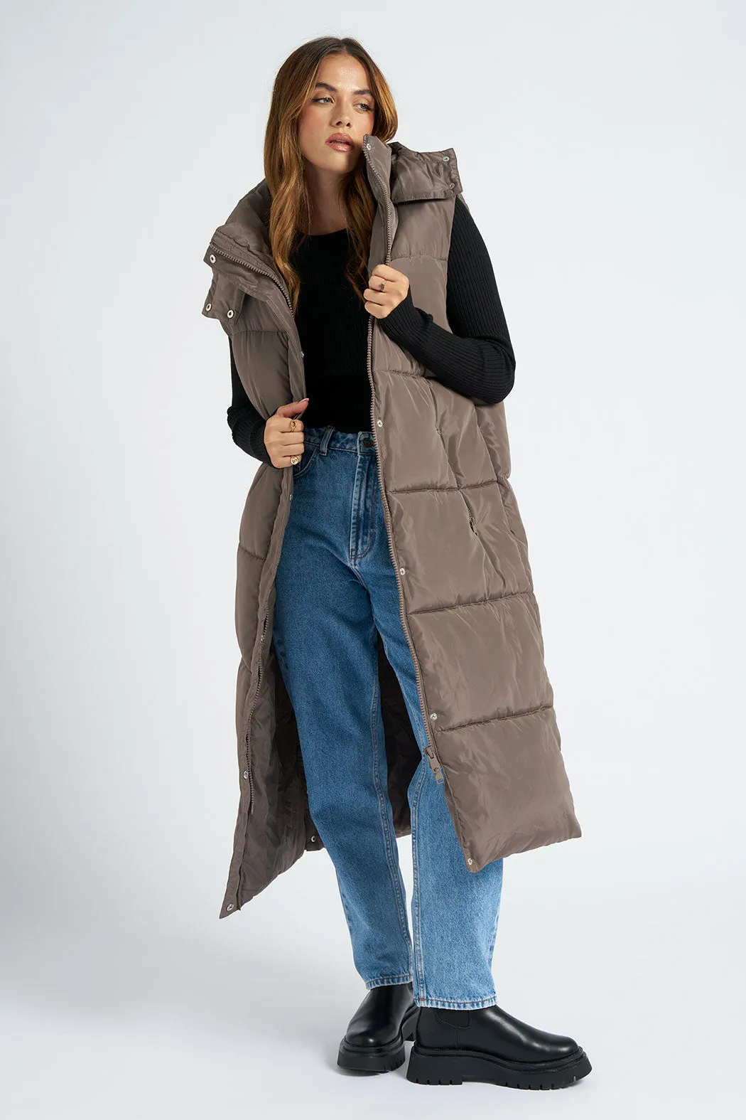 Mink Longline Puffer Gilet