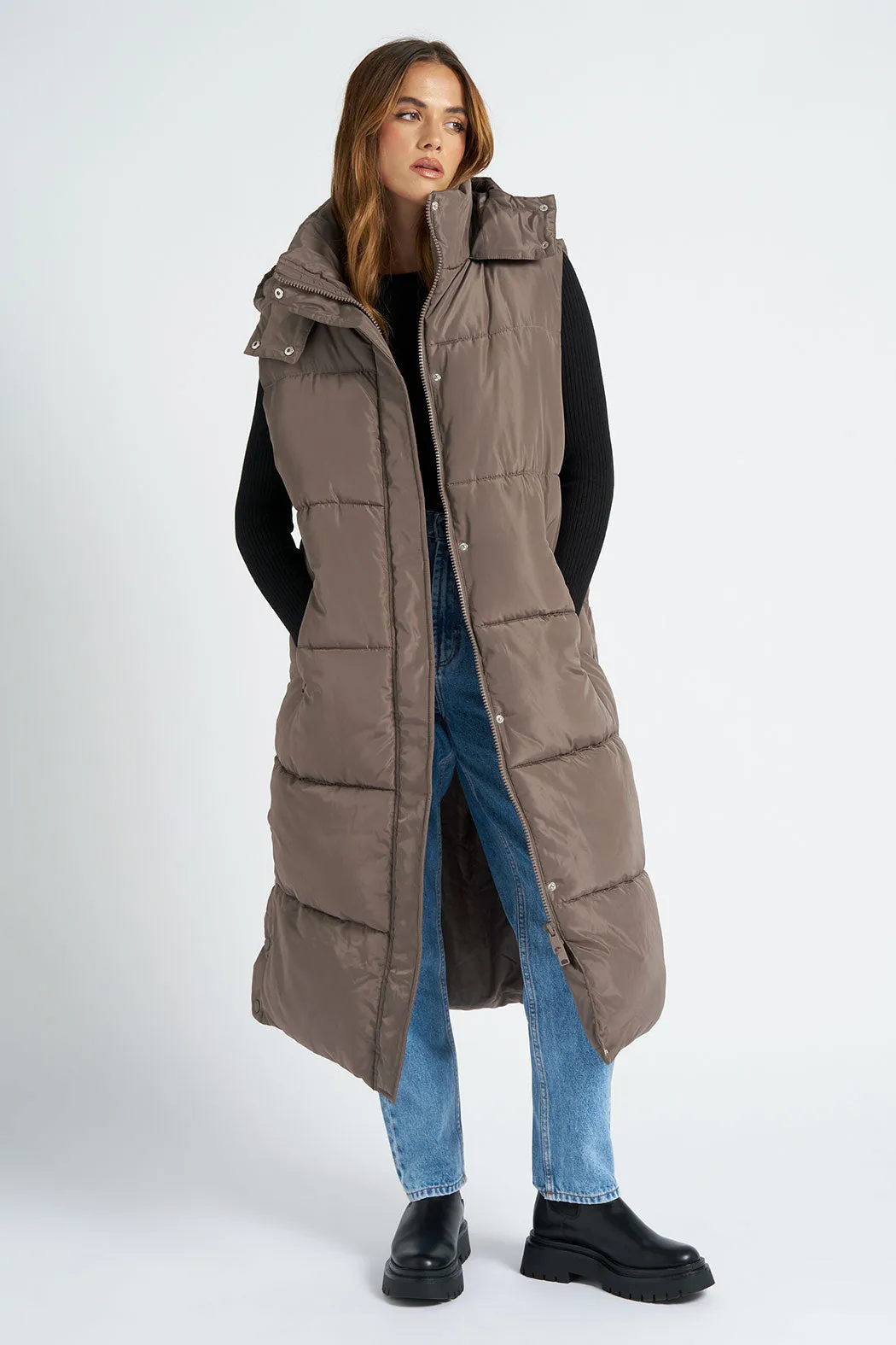 Mink Longline Puffer Gilet