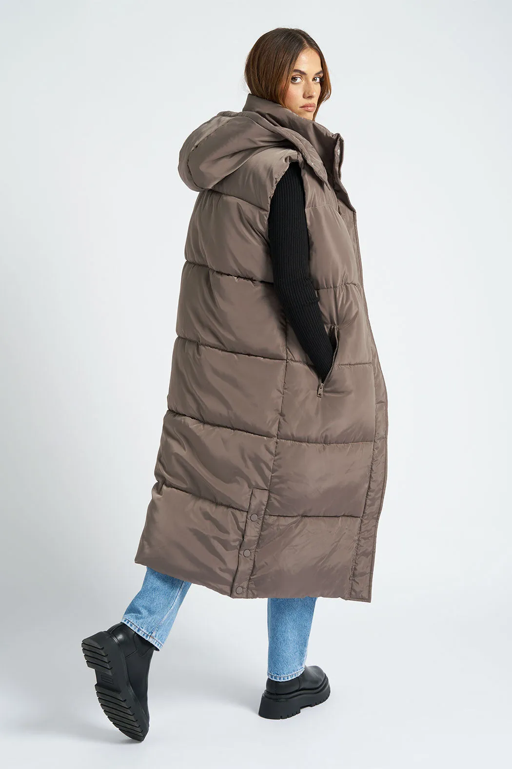 Mink Longline Puffer Gilet