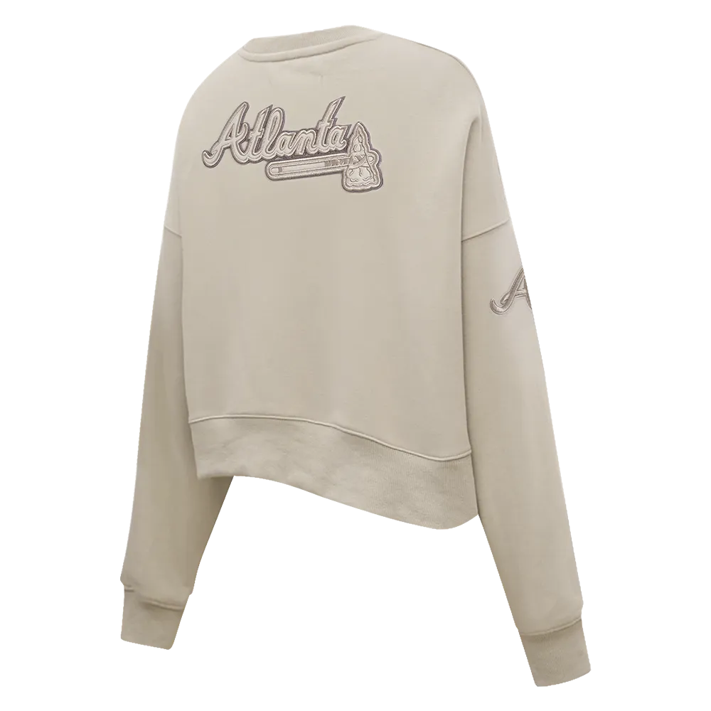 MLB ATLANTA BRAVES NEUTRAL WOMEN'S CREWNECK (TAUPE)