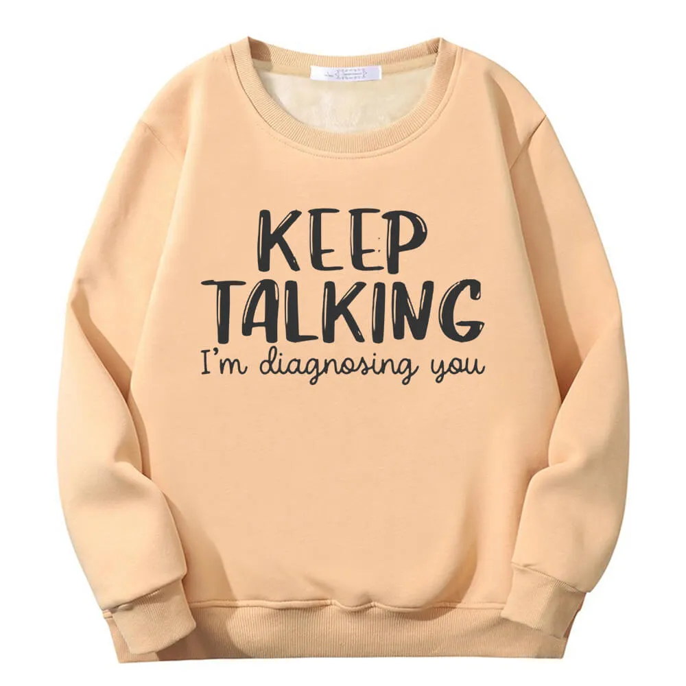 Multicolor Keep Talking Crew Collar Fleece Sherpa Sweatshirt