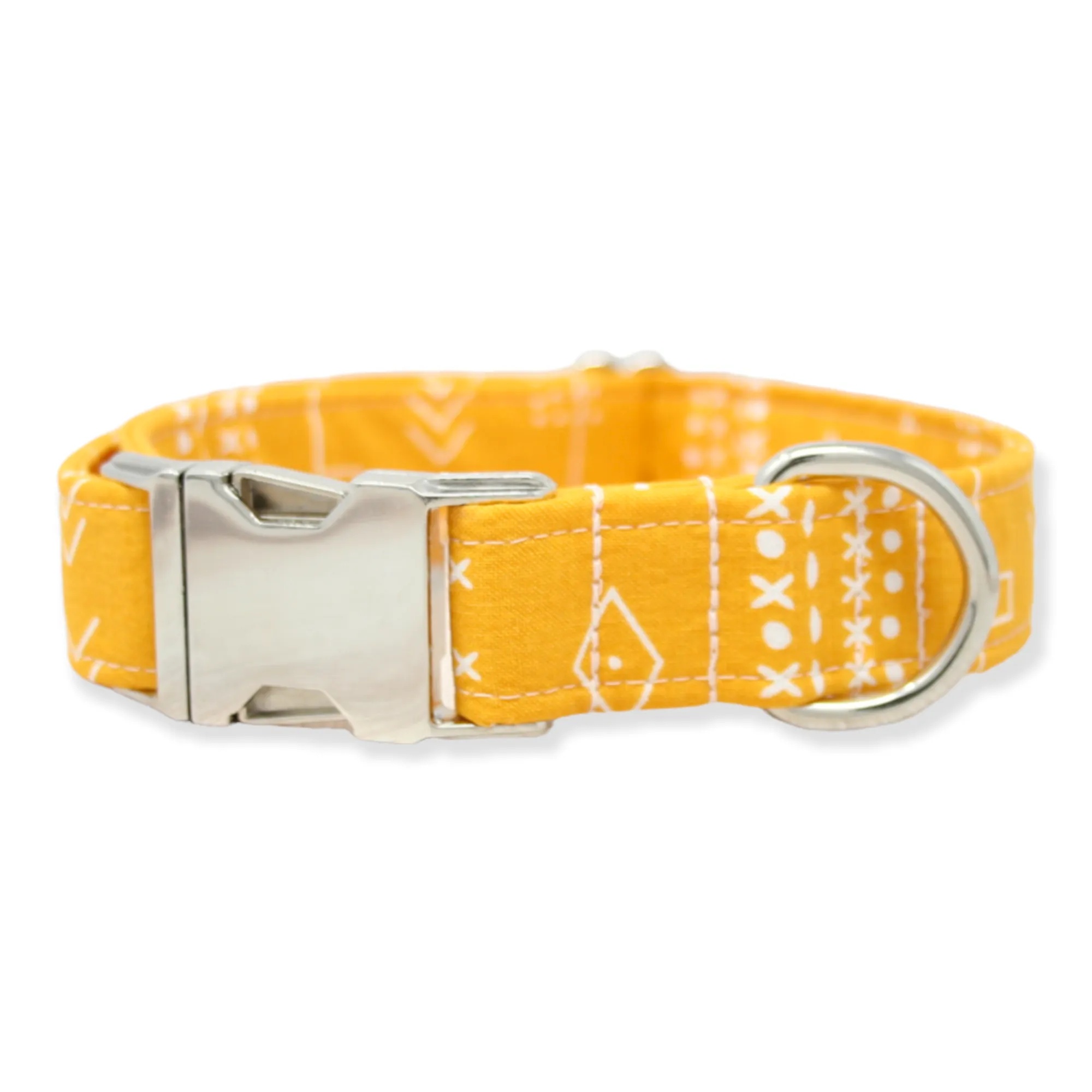 Mustard Mudcloth Dog Collar