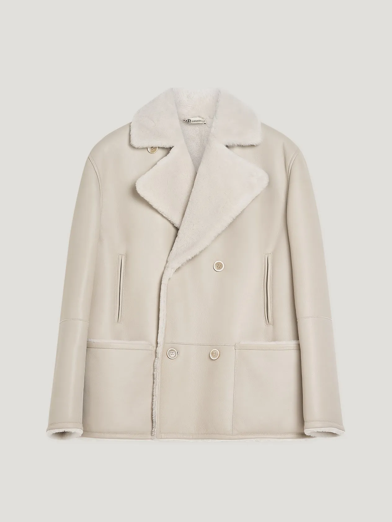 Off White Shearling DB Coat