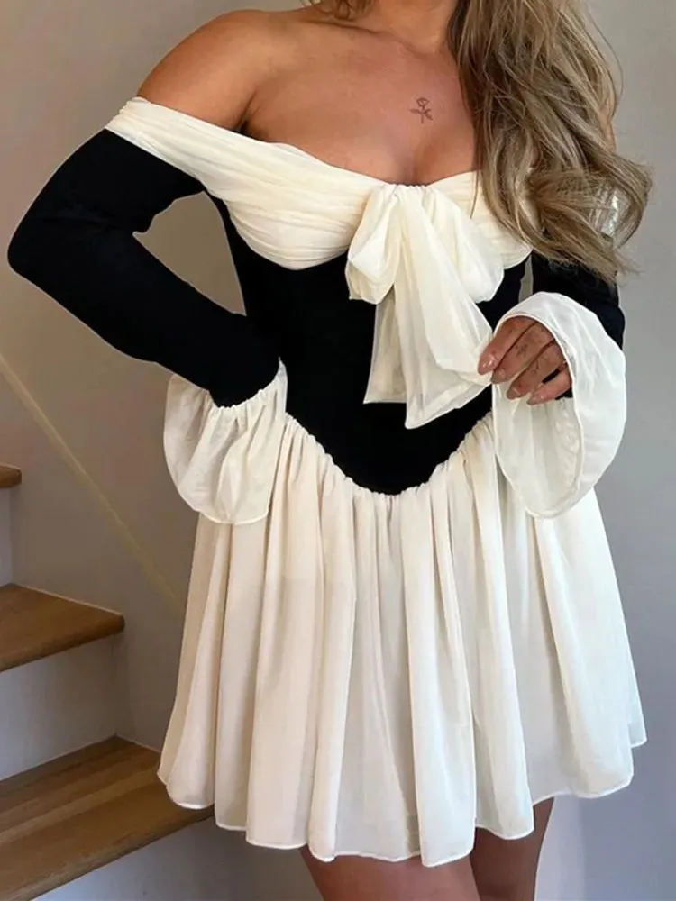 One Shoulder Lace-Up Mini Dress