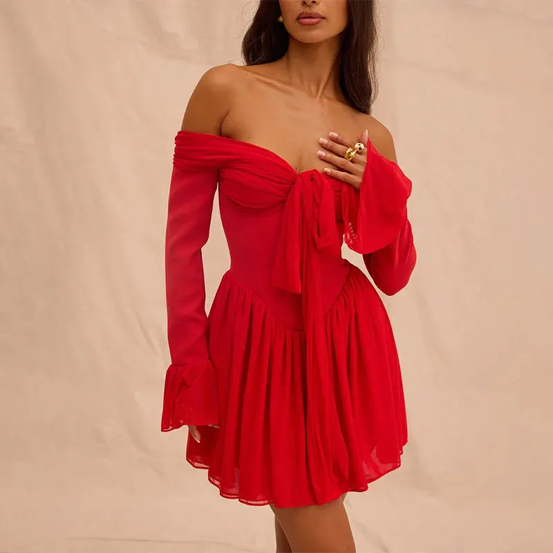 One Shoulder Lace-Up Mini Dress