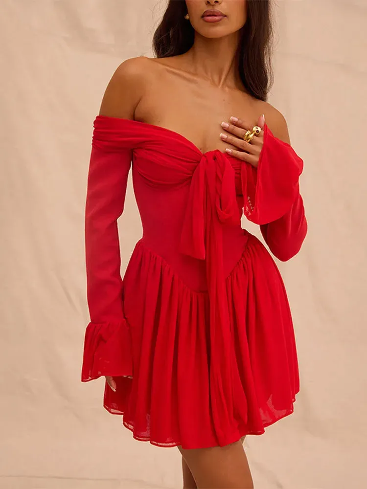 One Shoulder Lace-Up Mini Dress