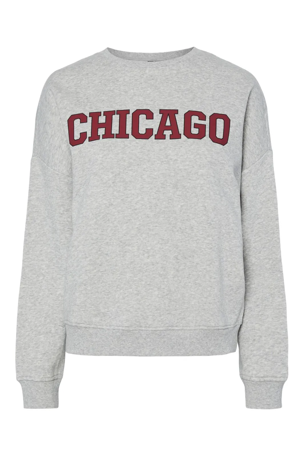 Pieces - Pcsasie Ls O-Neck Loose Sweat - 4705441 Light Grey Melange Chicago