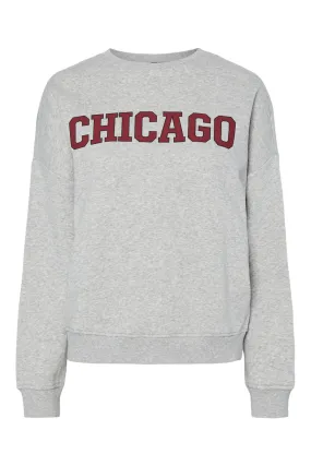 Pieces - Pcsasie Ls O-Neck Loose Sweat - 4705441 Light Grey Melange Chicago