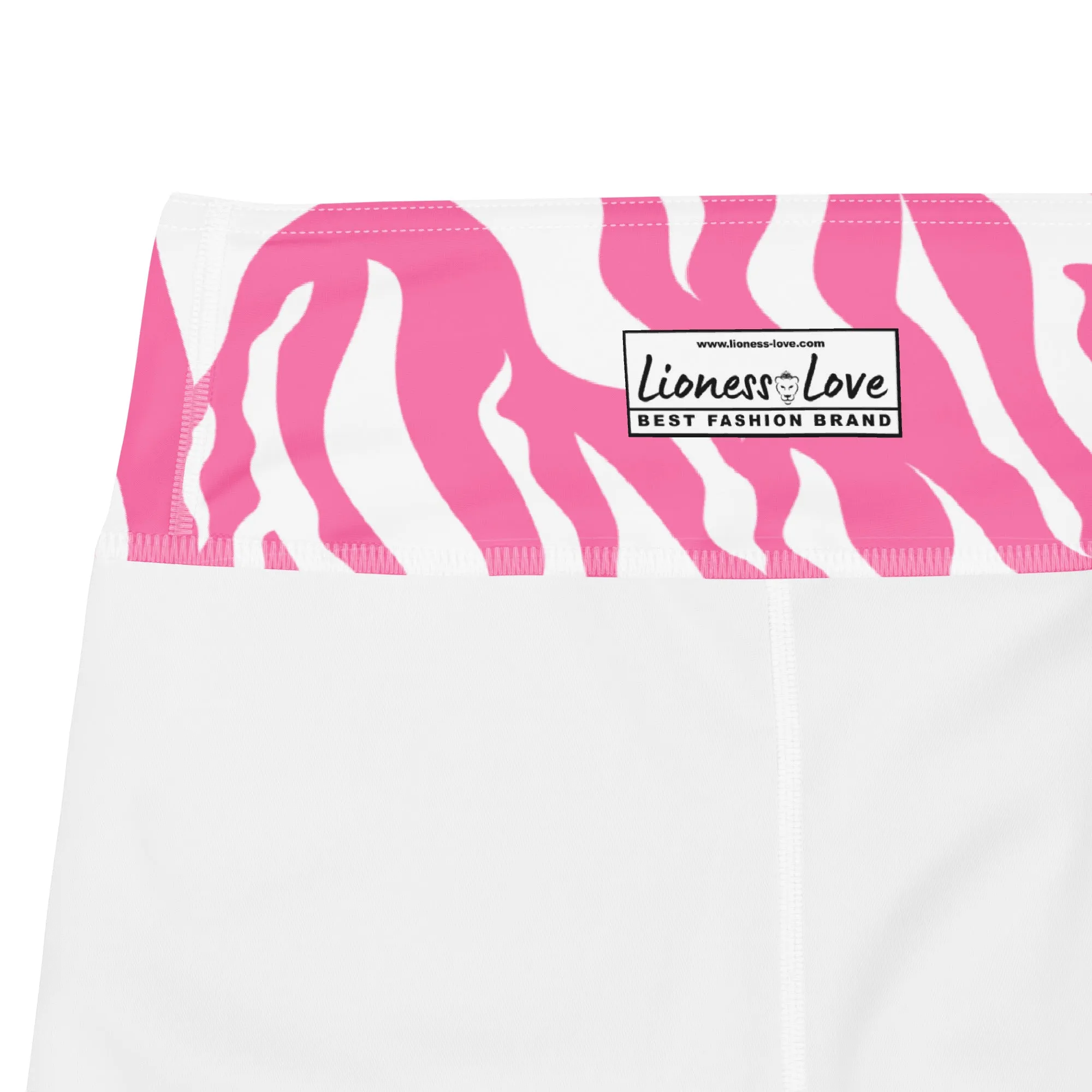 Pink Zebra Print Yoga Capri Leggings Activewear Capri Leggings, lioness-love.com