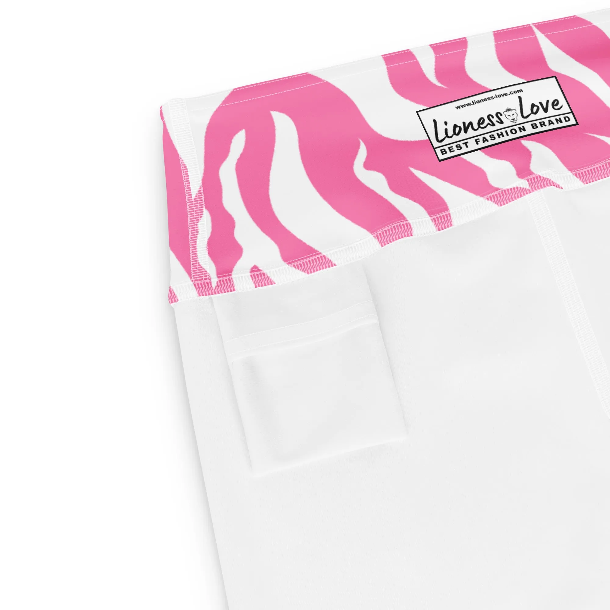 Pink Zebra Print Yoga Capri Leggings Activewear Capri Leggings, lioness-love.com