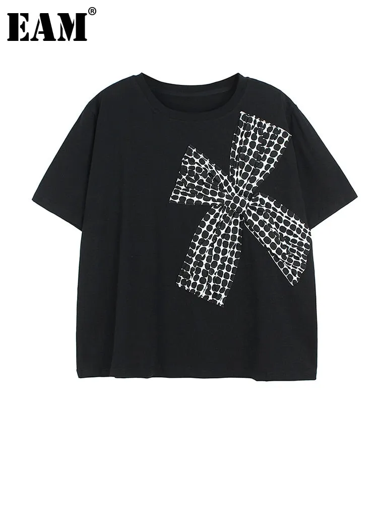 Plaid Bow Big Size Casual T-shirt