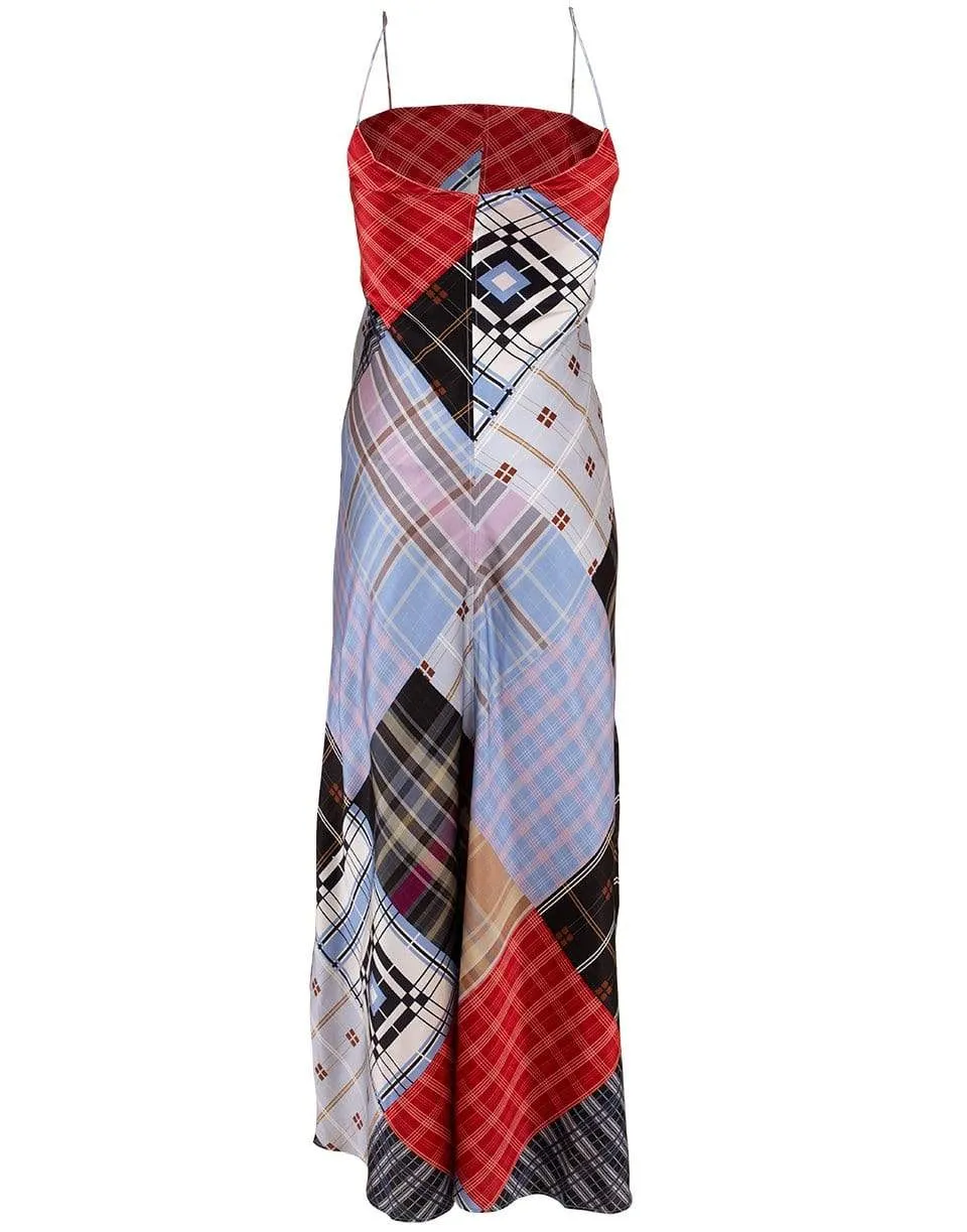 Plaid Satin Slip Dress