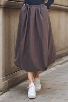 Pre-Order: BETTY MIDI BUBBLE SKIRT (BROWN)- VS3373