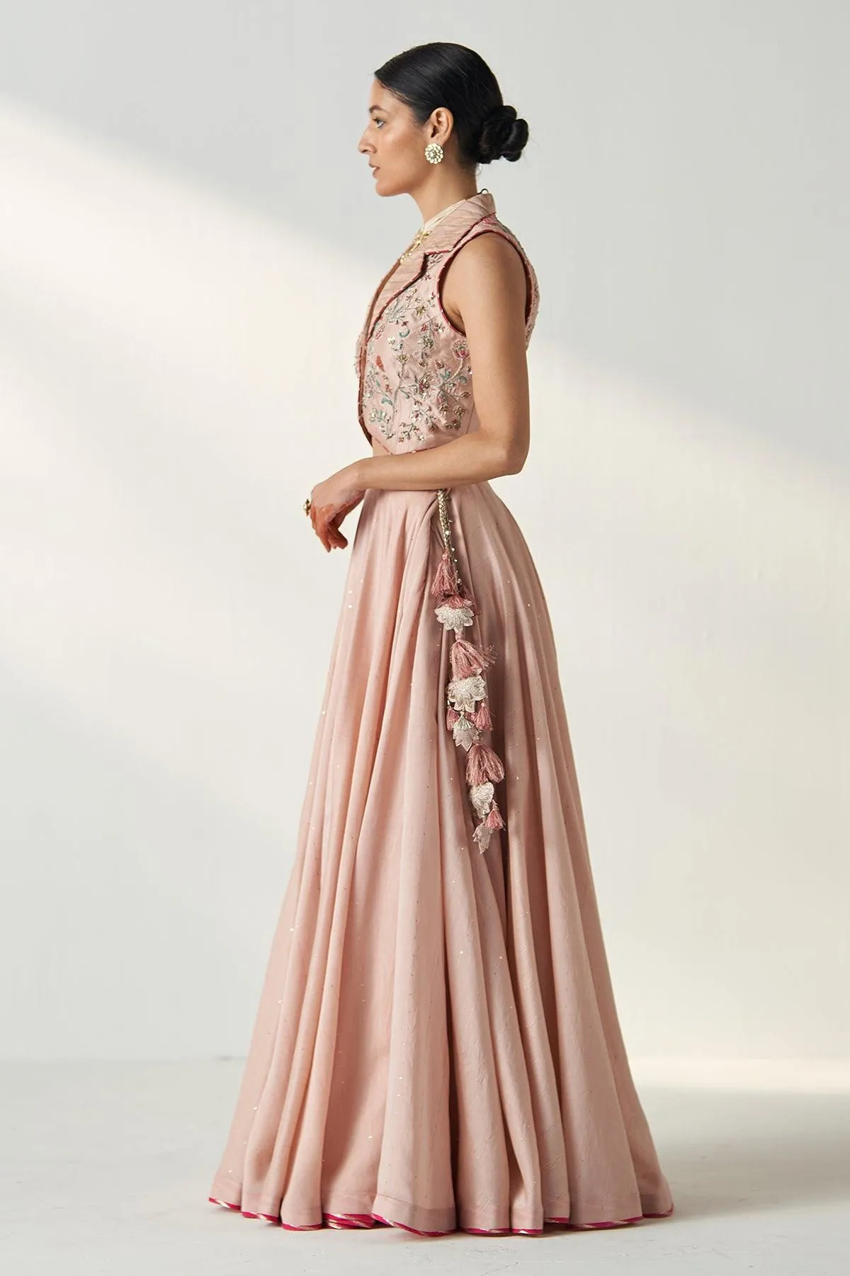 Rajita Blush Pink Gilet Lehenga Set