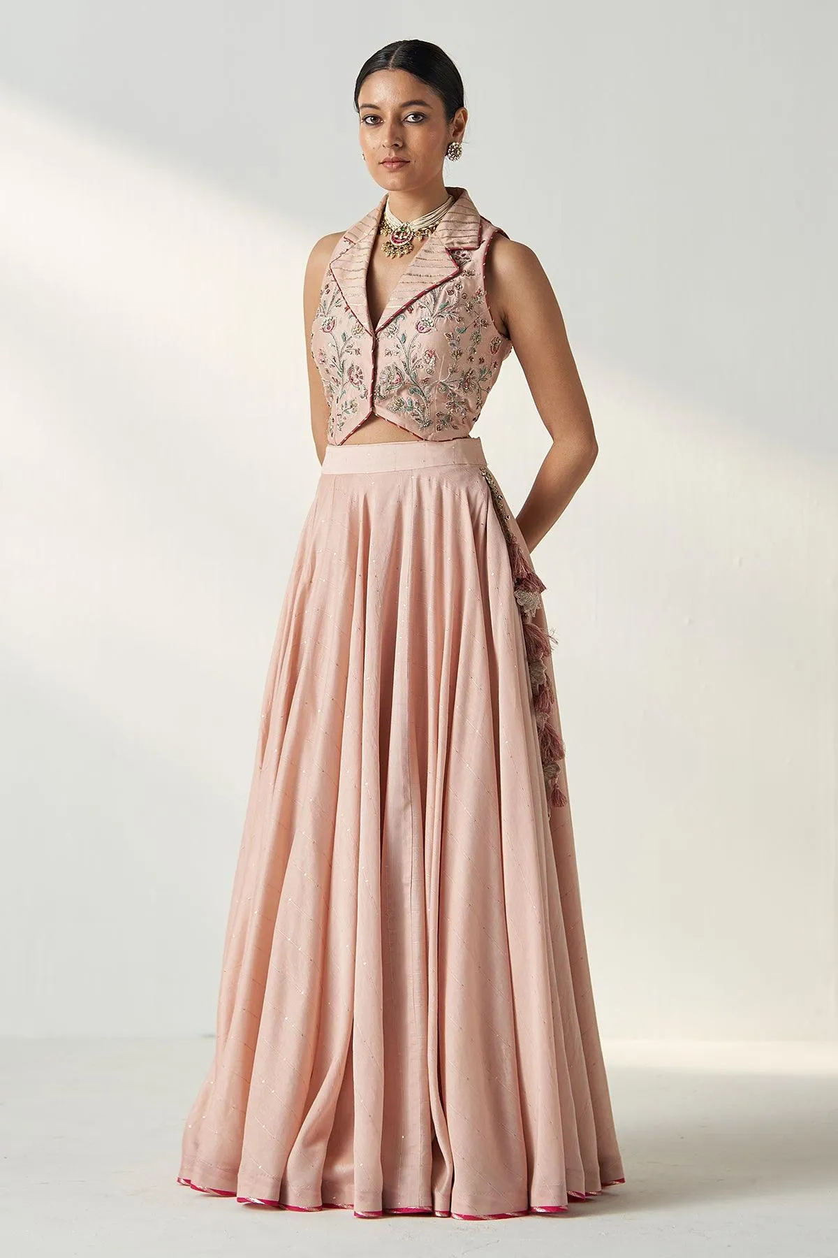 Rajita Blush Pink Gilet Lehenga Set