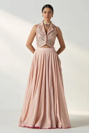Rajita Blush Pink Gilet Lehenga Set