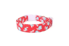 Red & Blue Floral Dog Collar