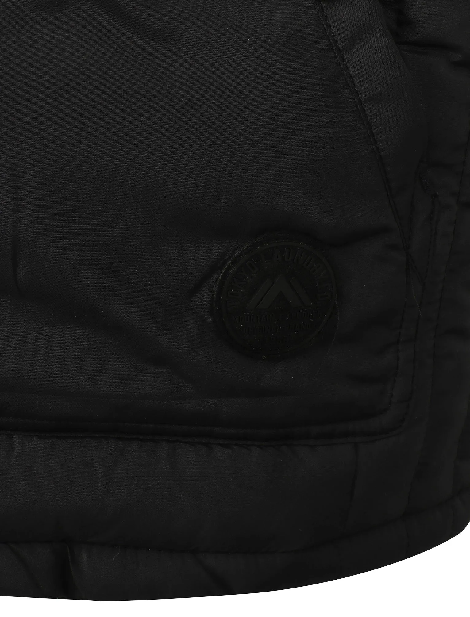 Redshift Quilted Puffer Gilet with Checked Lined Hood in Black - Tokyo Laundry