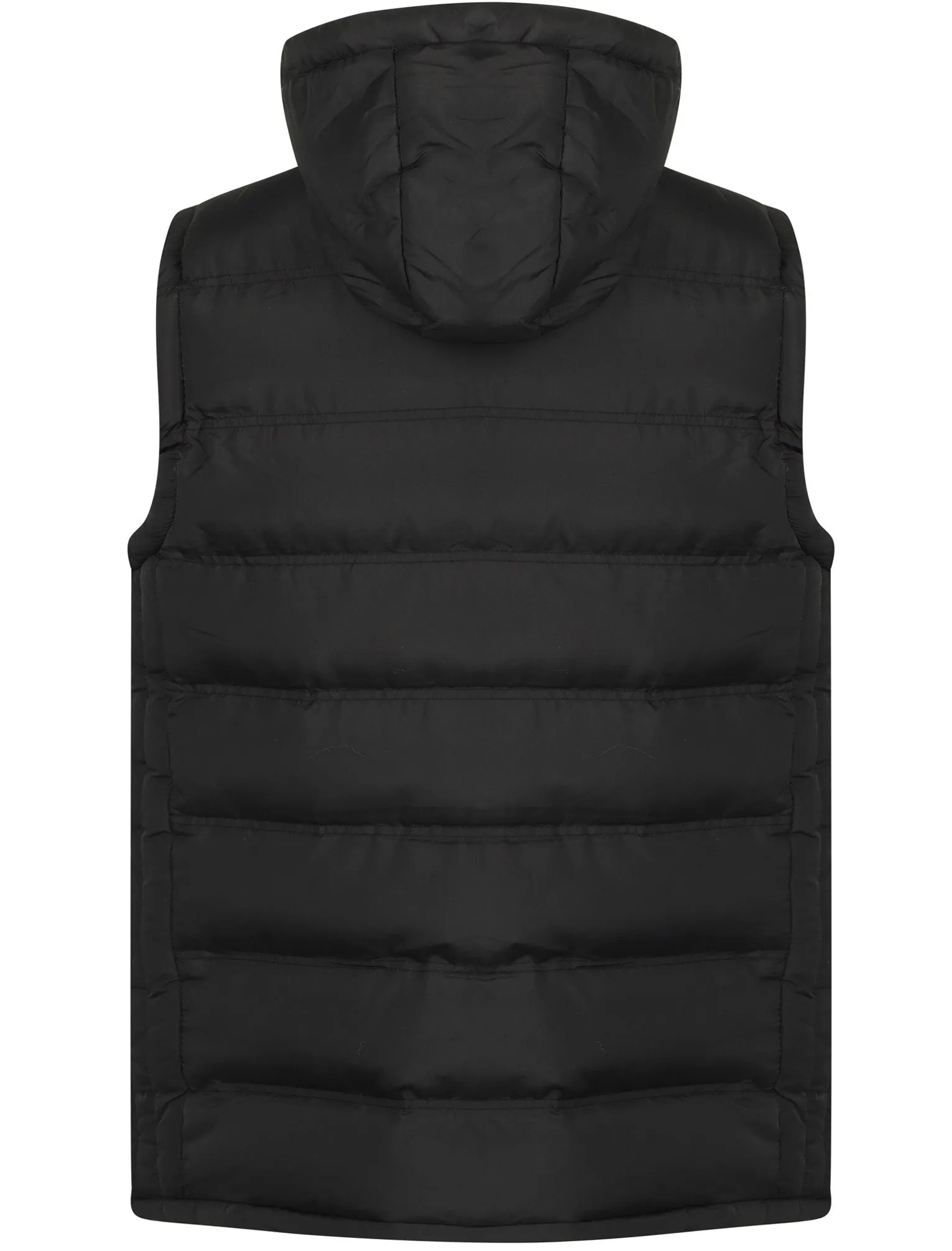 Redshift Quilted Puffer Gilet with Checked Lined Hood in Black - Tokyo Laundry