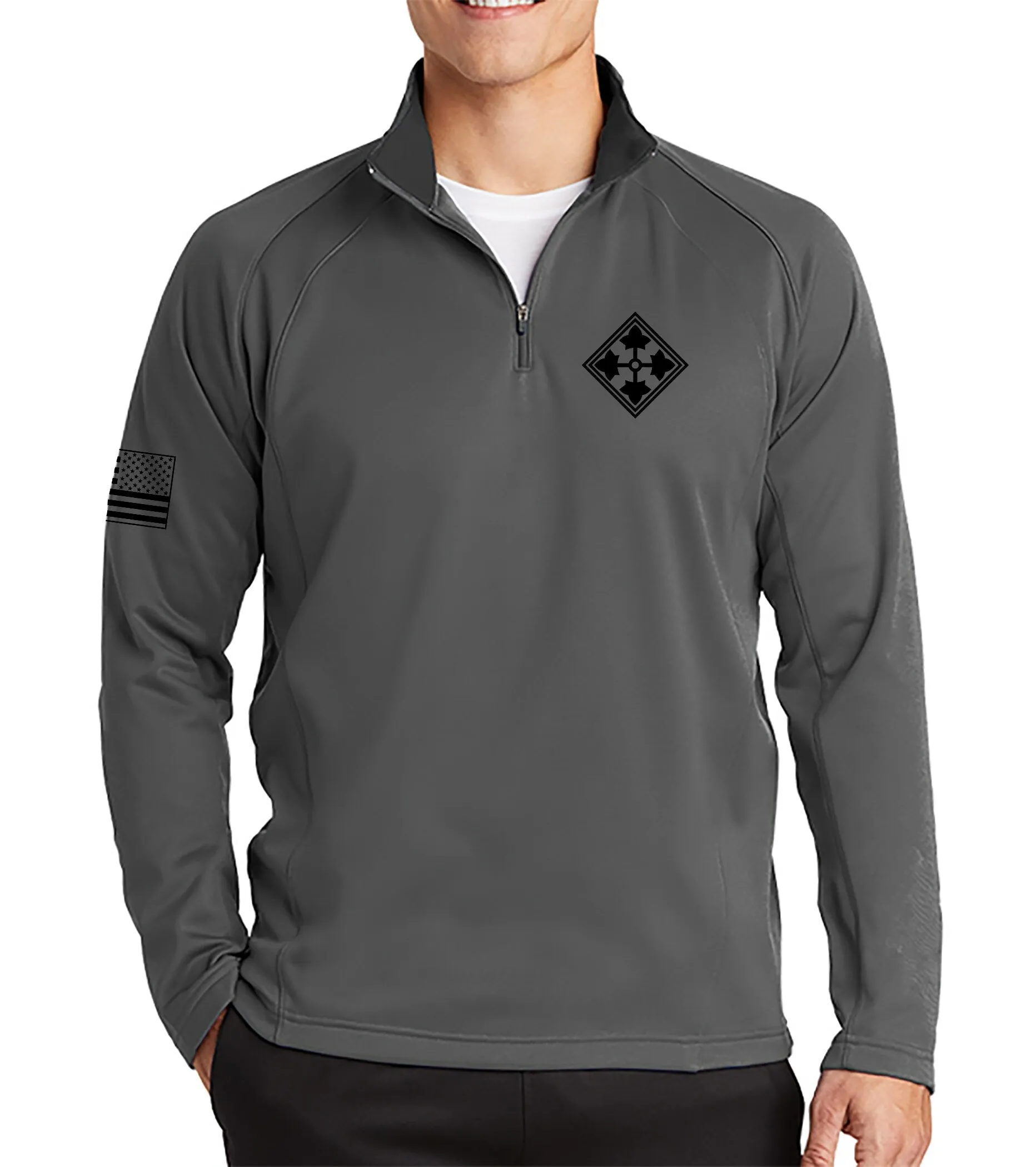 Rough Riders Grey 1/4 Zip Pullover Sweatshirt, Black Design. This sweatshirt is NOT Approved for PT