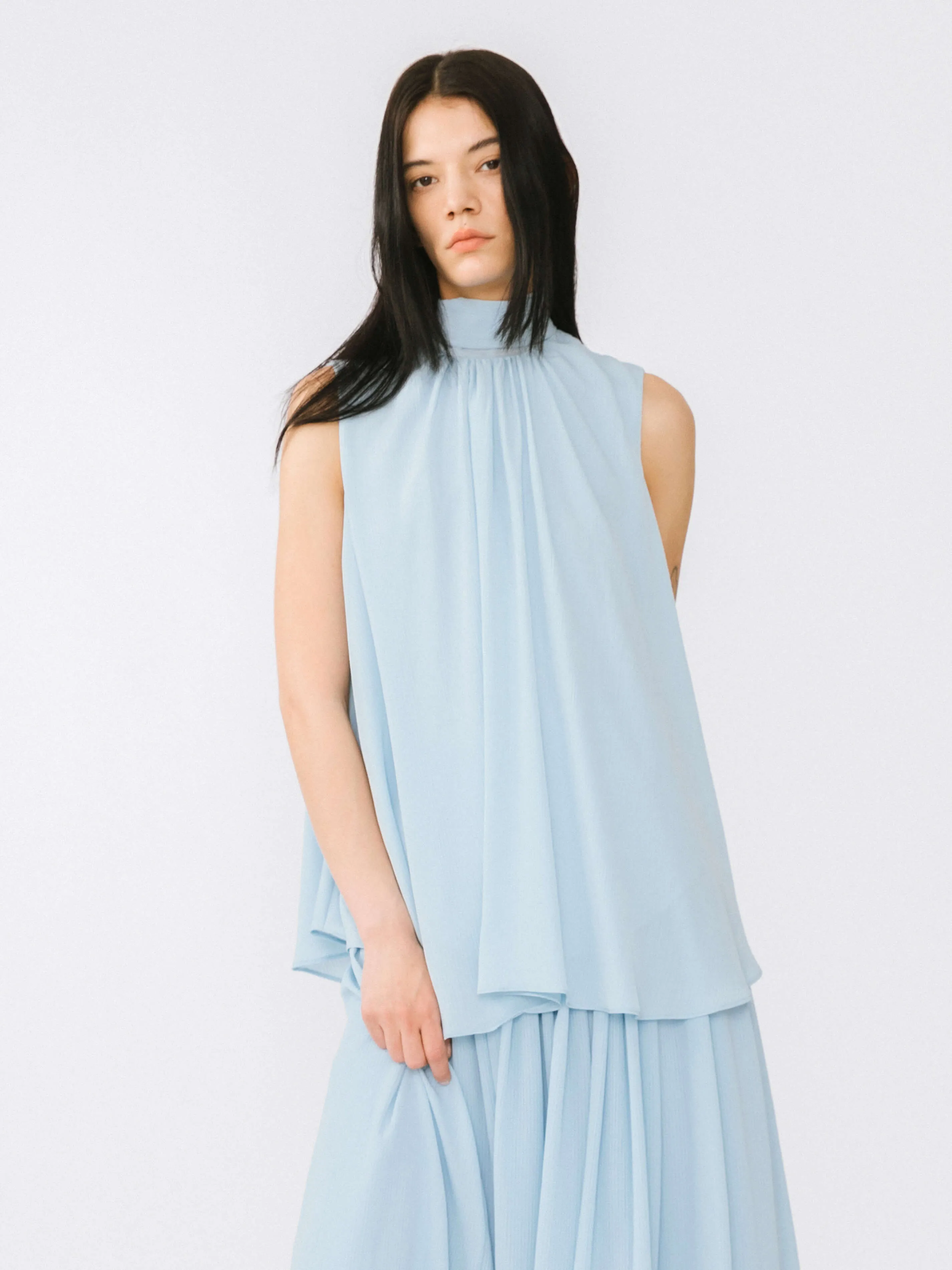 Ruffled Loose Sleeveless Halter Top