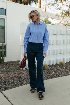 Rus pinstripe pants | dark blue