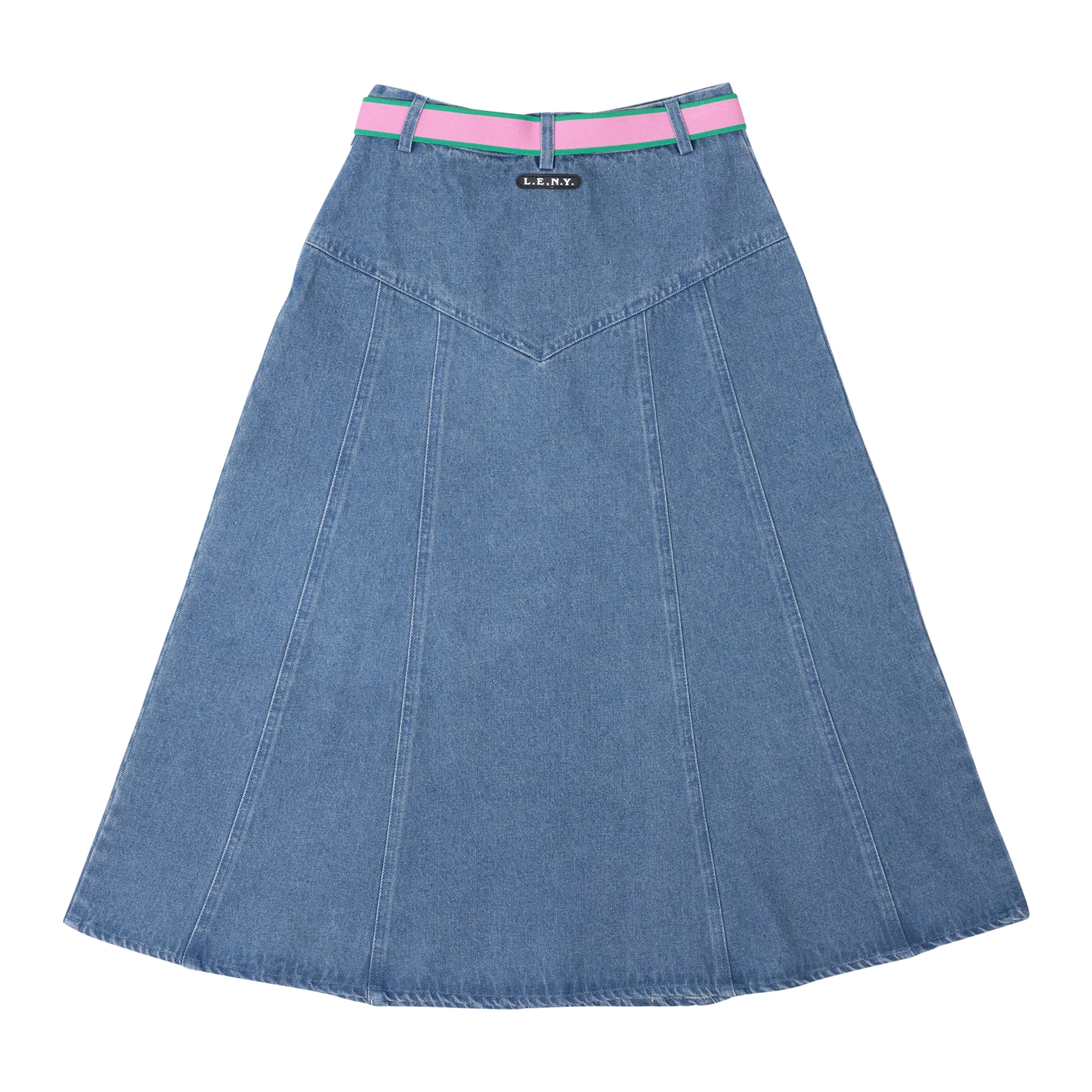 skirt midi denim with belt - denim-8