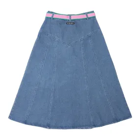 skirt midi denim with belt - denim-8