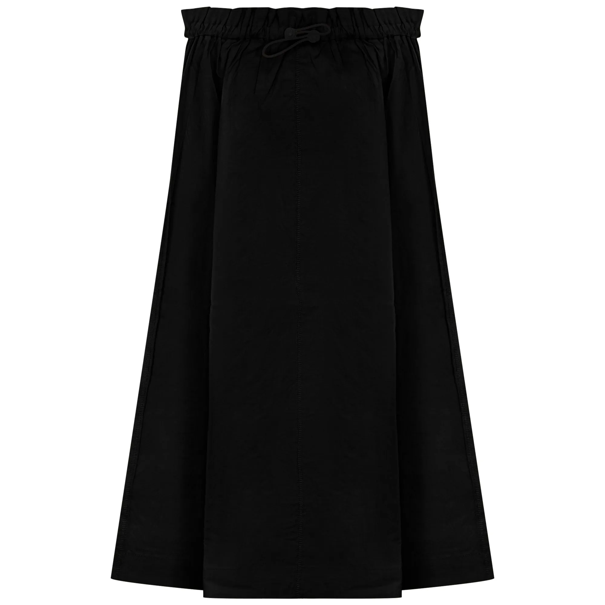 skirt midi drawstring waist - black