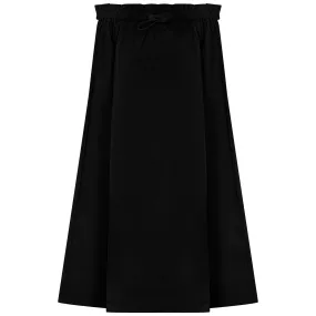 skirt midi drawstring waist - black
