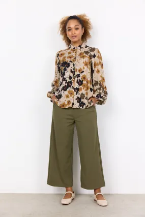 Soya Concept Olive Combi Ladies Woven Blouse