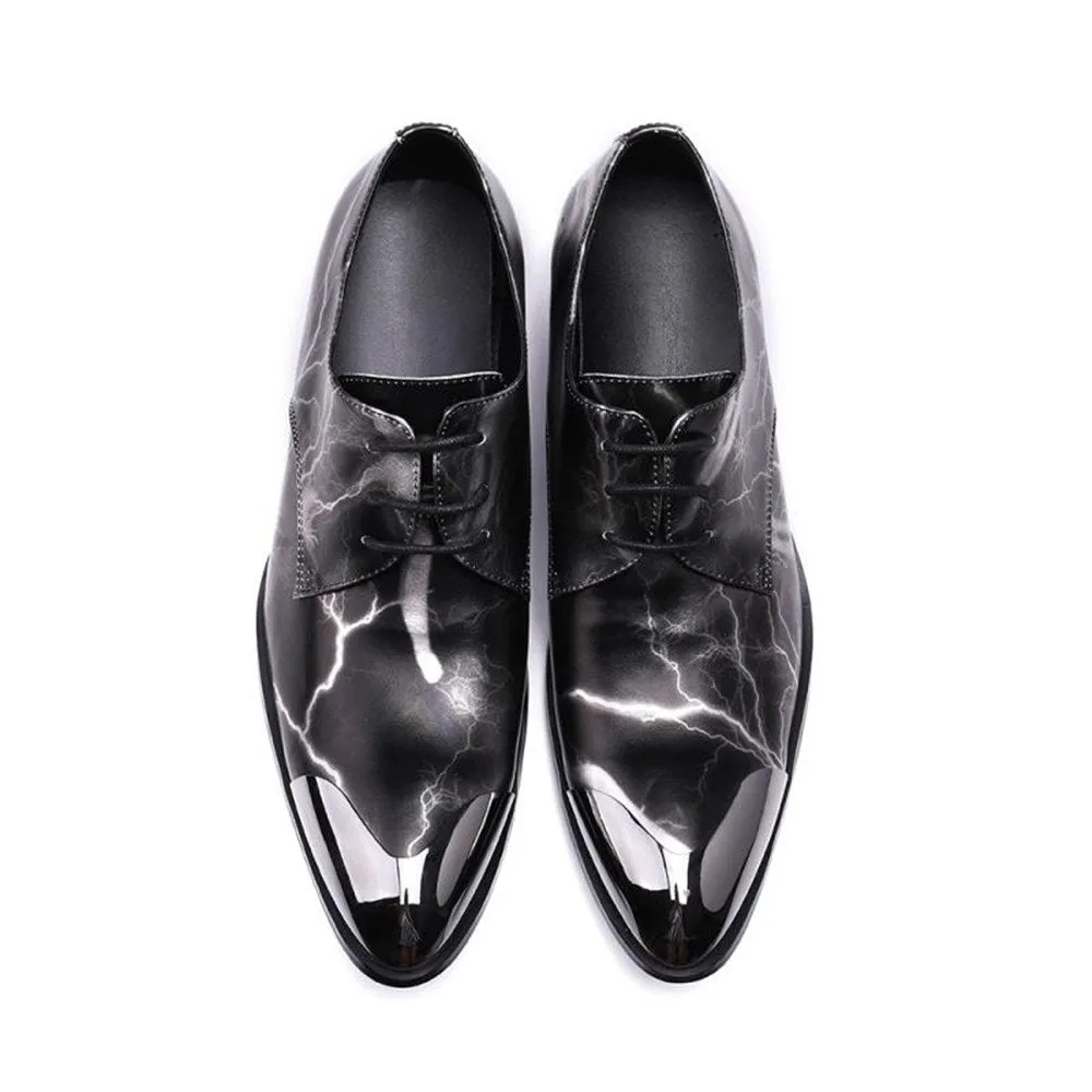 Steel Toe Lace up Pointed Printed Oxford Shoes