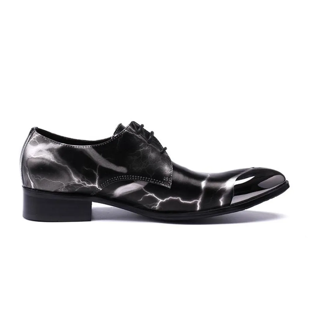 Steel Toe Lace up Pointed Printed Oxford Shoes