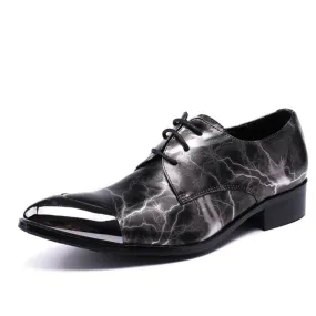 Steel Toe Lace up Pointed Printed Oxford Shoes