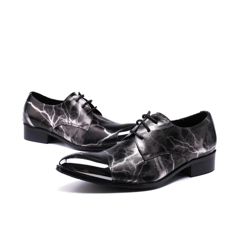 Steel Toe Lace up Pointed Printed Oxford Shoes