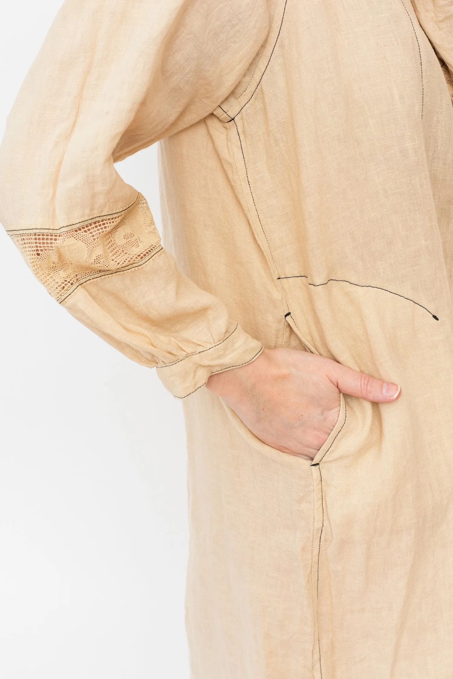 Stitched Dress, Ecru
