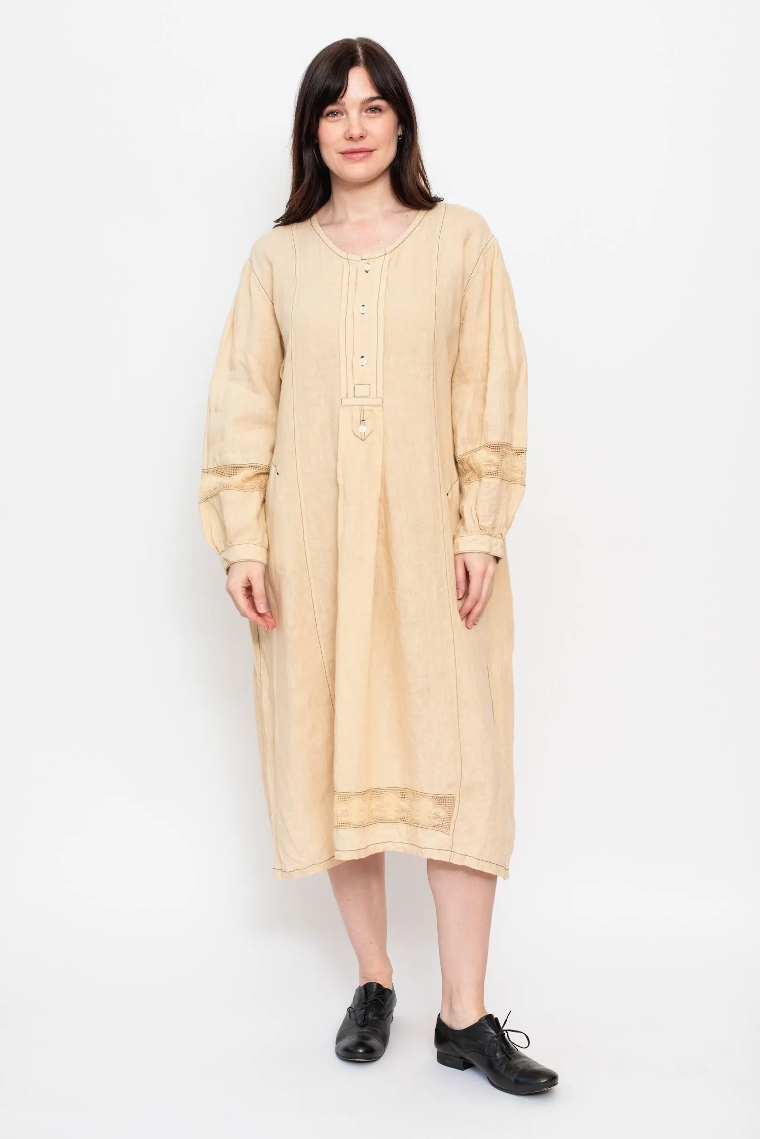 Stitched Dress, Ecru