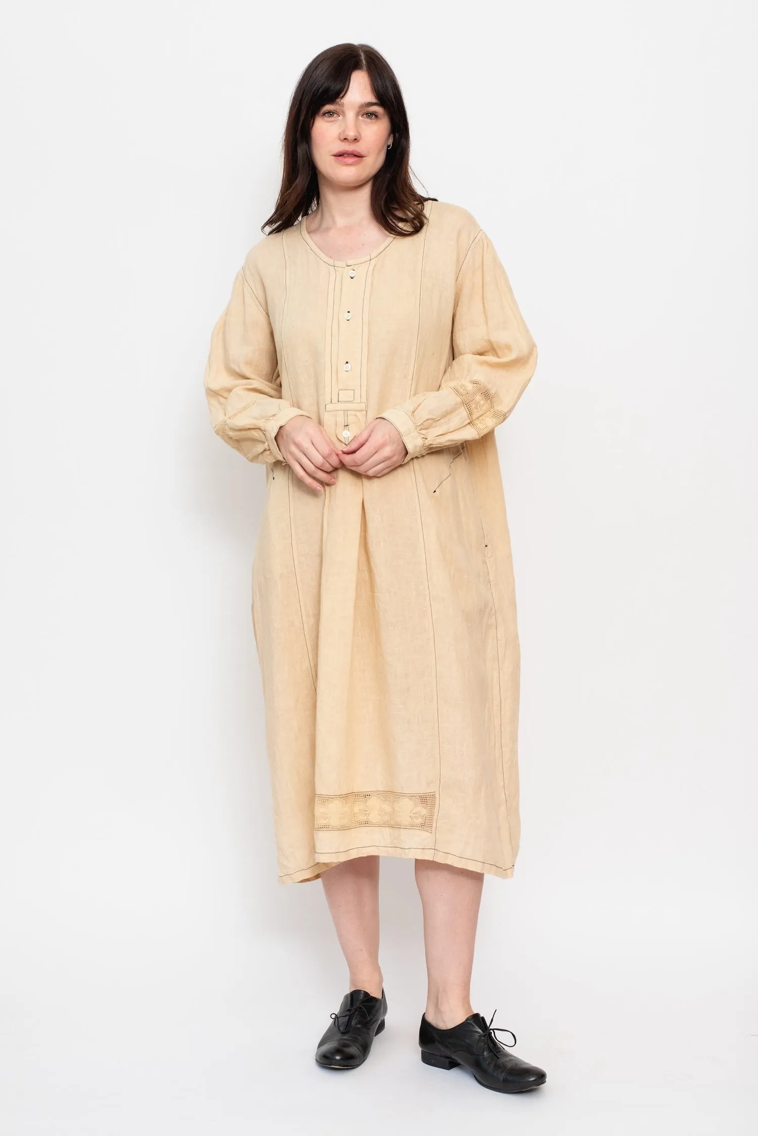 Stitched Dress, Ecru