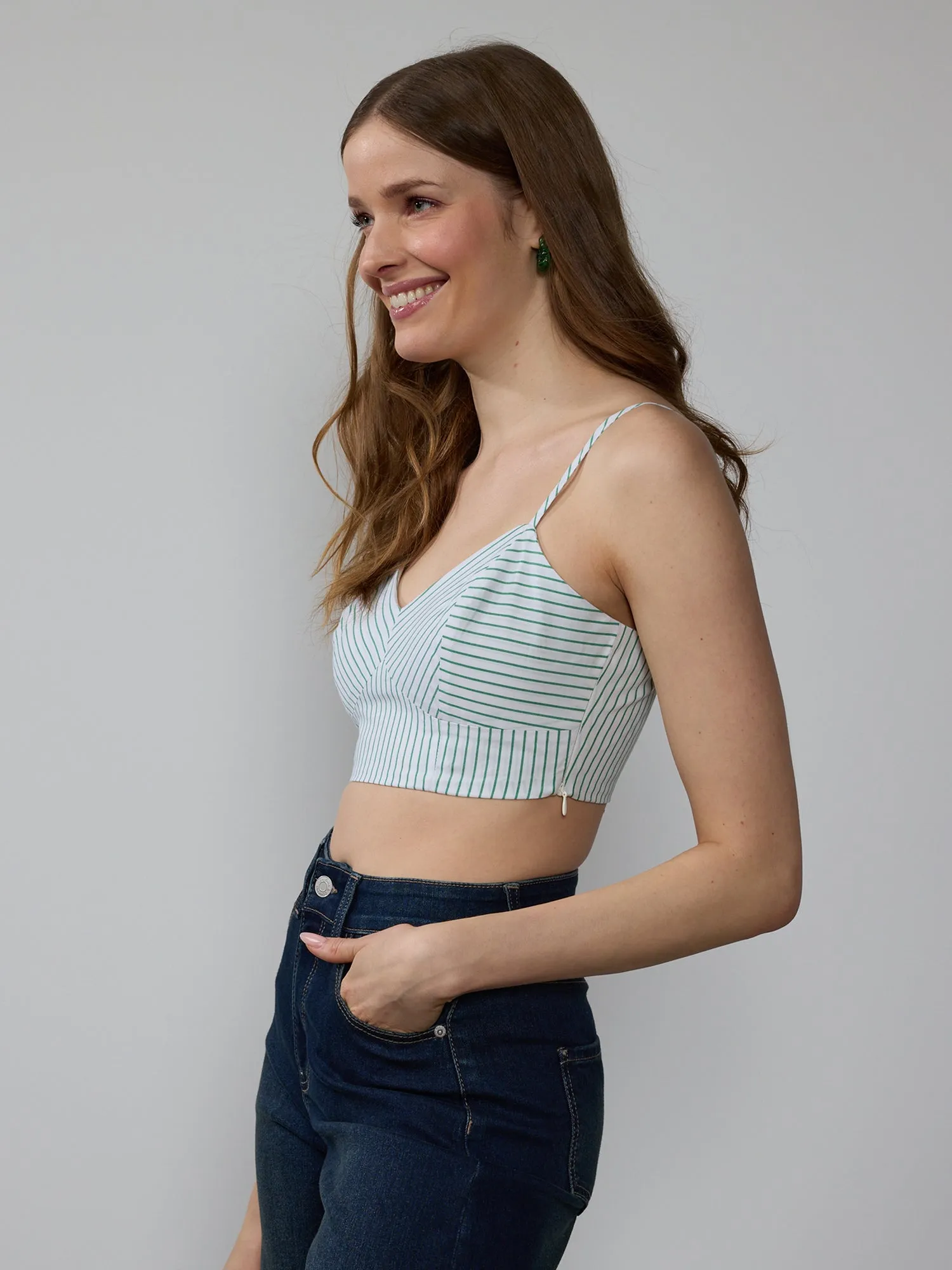 Striped Poplin Crop Top